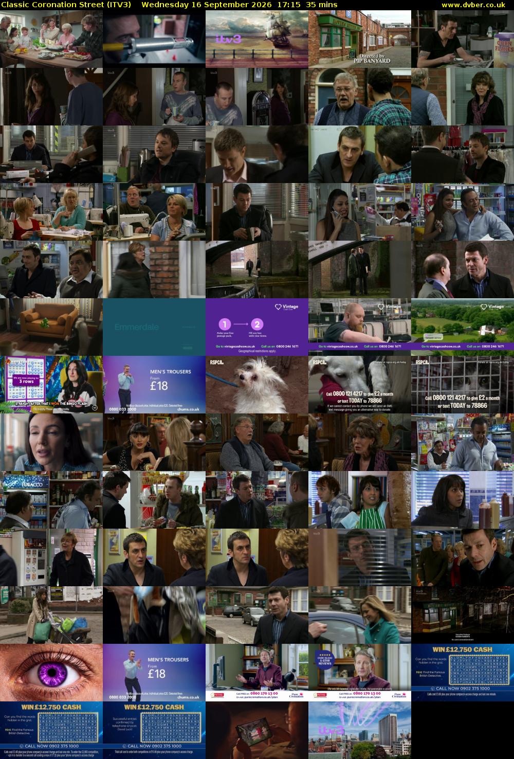 Classic Coronation Street (ITV3) Wednesday 16 September 2026 17:15 - 17:50