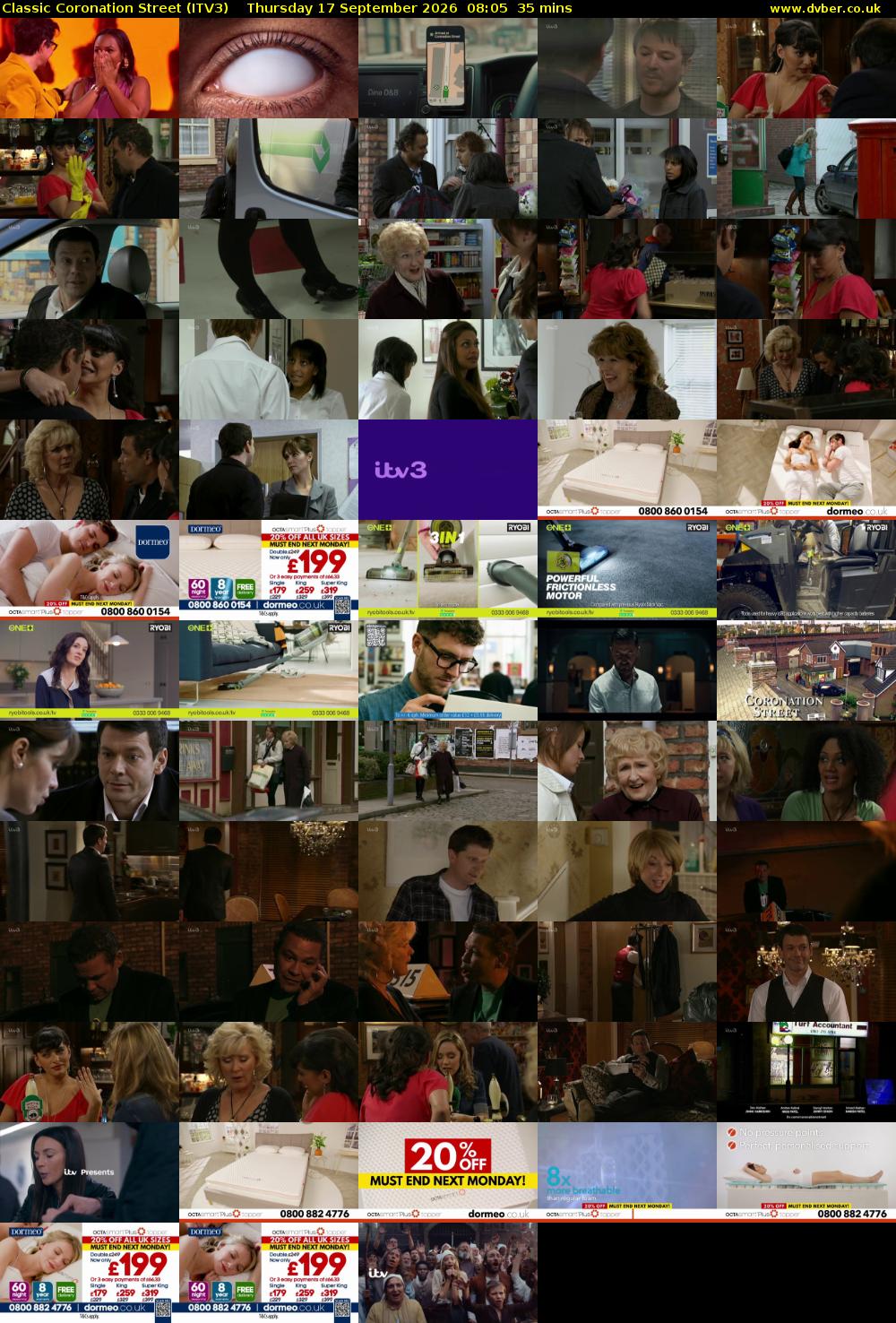 Classic Coronation Street (ITV3) Thursday 17 September 2026 08:05 - 08:40
