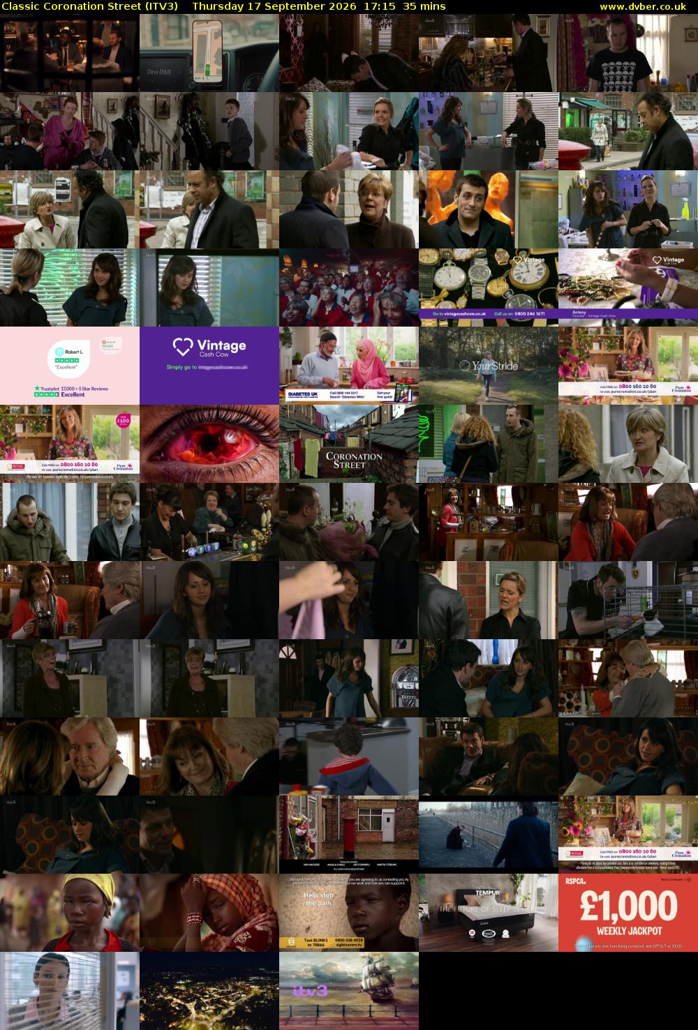 Classic Coronation Street (ITV3) Thursday 17 September 2026 17:15 - 17:50