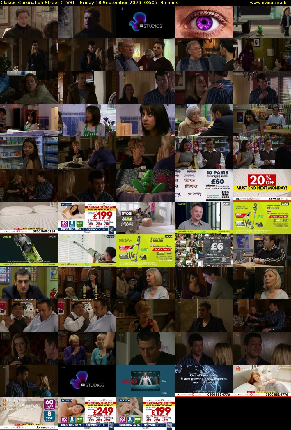 Classic Coronation Street (ITV3) Friday 18 September 2026 08:05 - 08:40