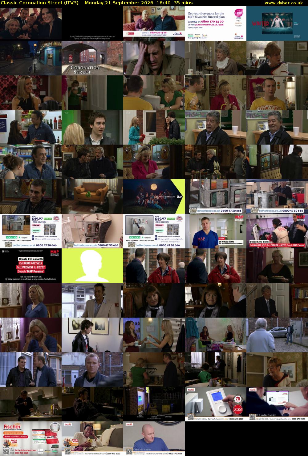 Classic Coronation Street (ITV3) Monday 21 September 2026 16:40 - 17:15
