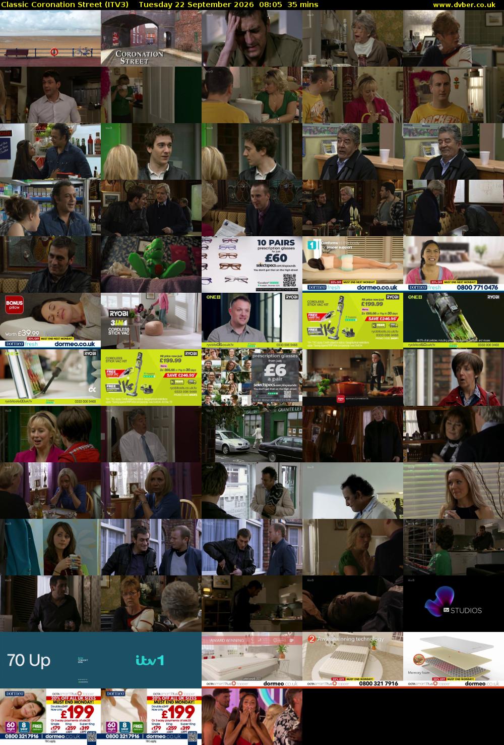 Classic Coronation Street (ITV3) Tuesday 22 September 2026 08:05 - 08:40