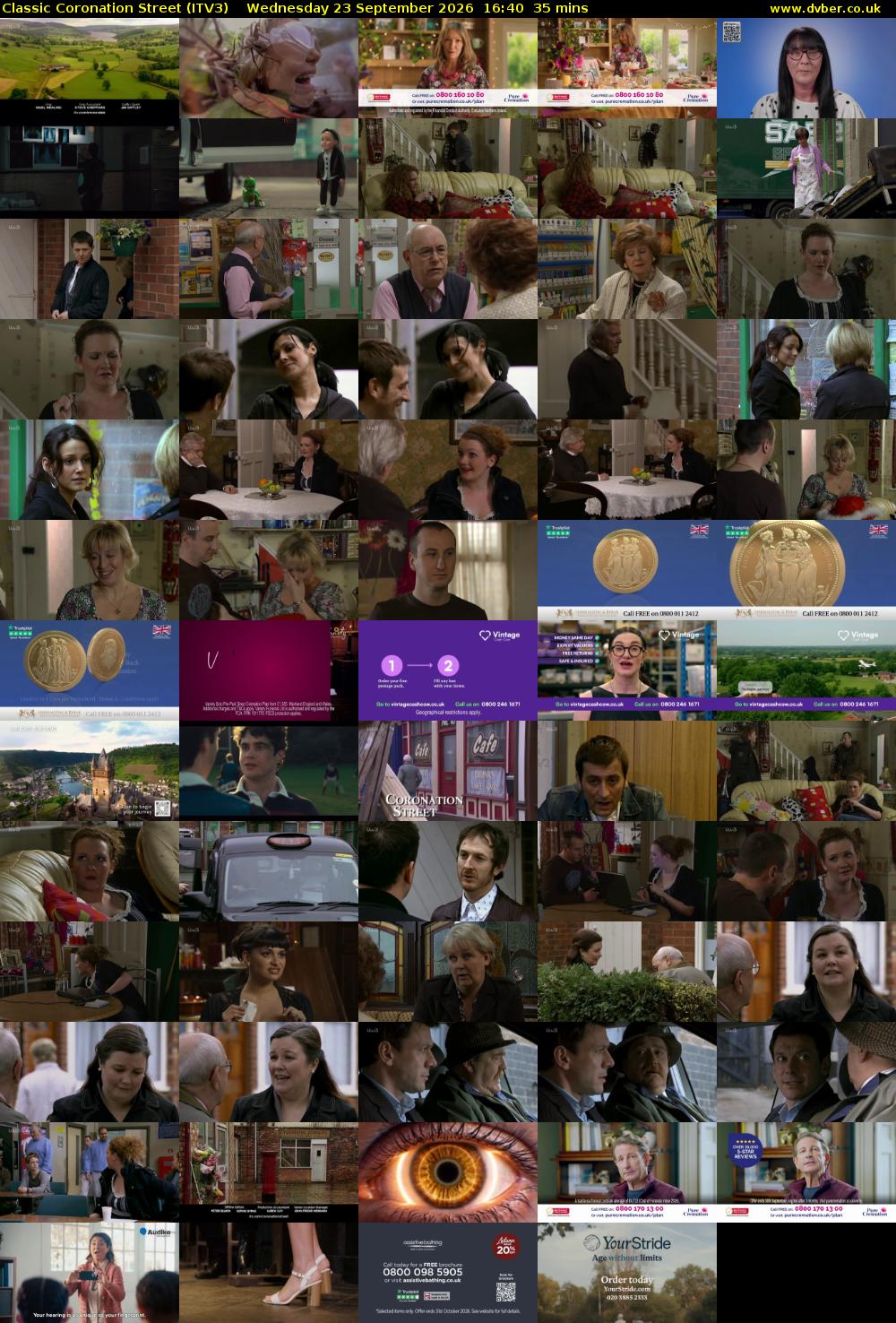 Classic Coronation Street (ITV3) Wednesday 23 September 2026 16:40 - 17:15