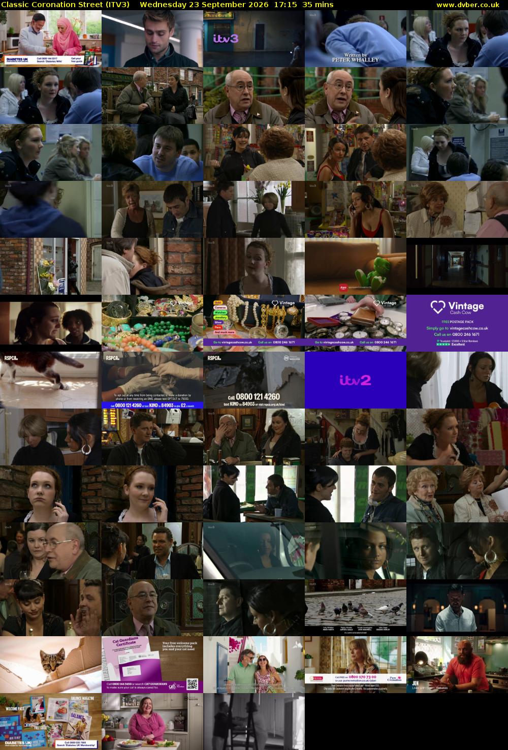 Classic Coronation Street (ITV3) Wednesday 23 September 2026 17:15 - 17:50