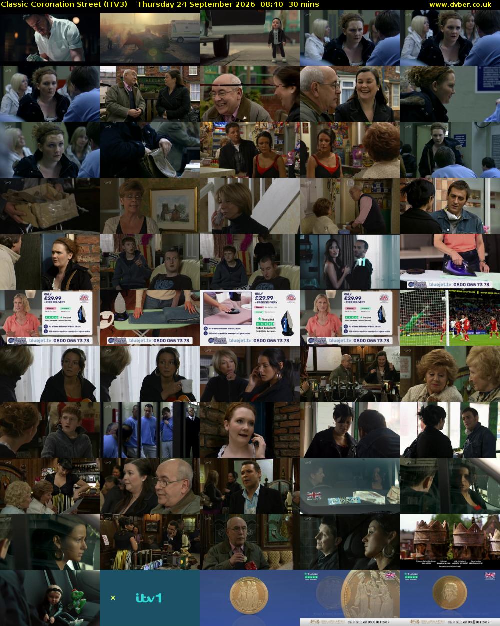 Classic Coronation Street (ITV3) Thursday 24 September 2026 08:40 - 09:10