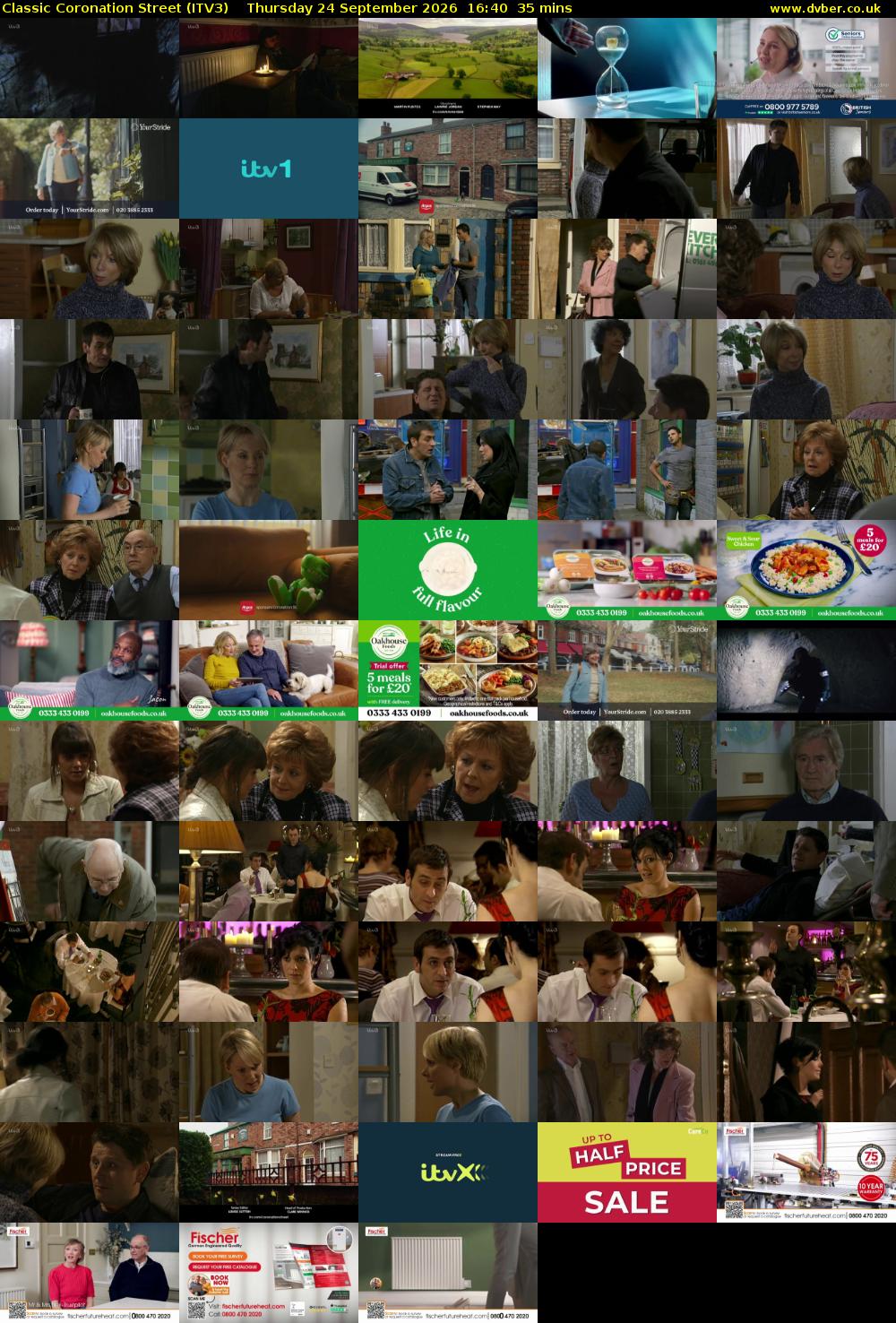 Classic Coronation Street (ITV3) Thursday 24 September 2026 16:40 - 17:15