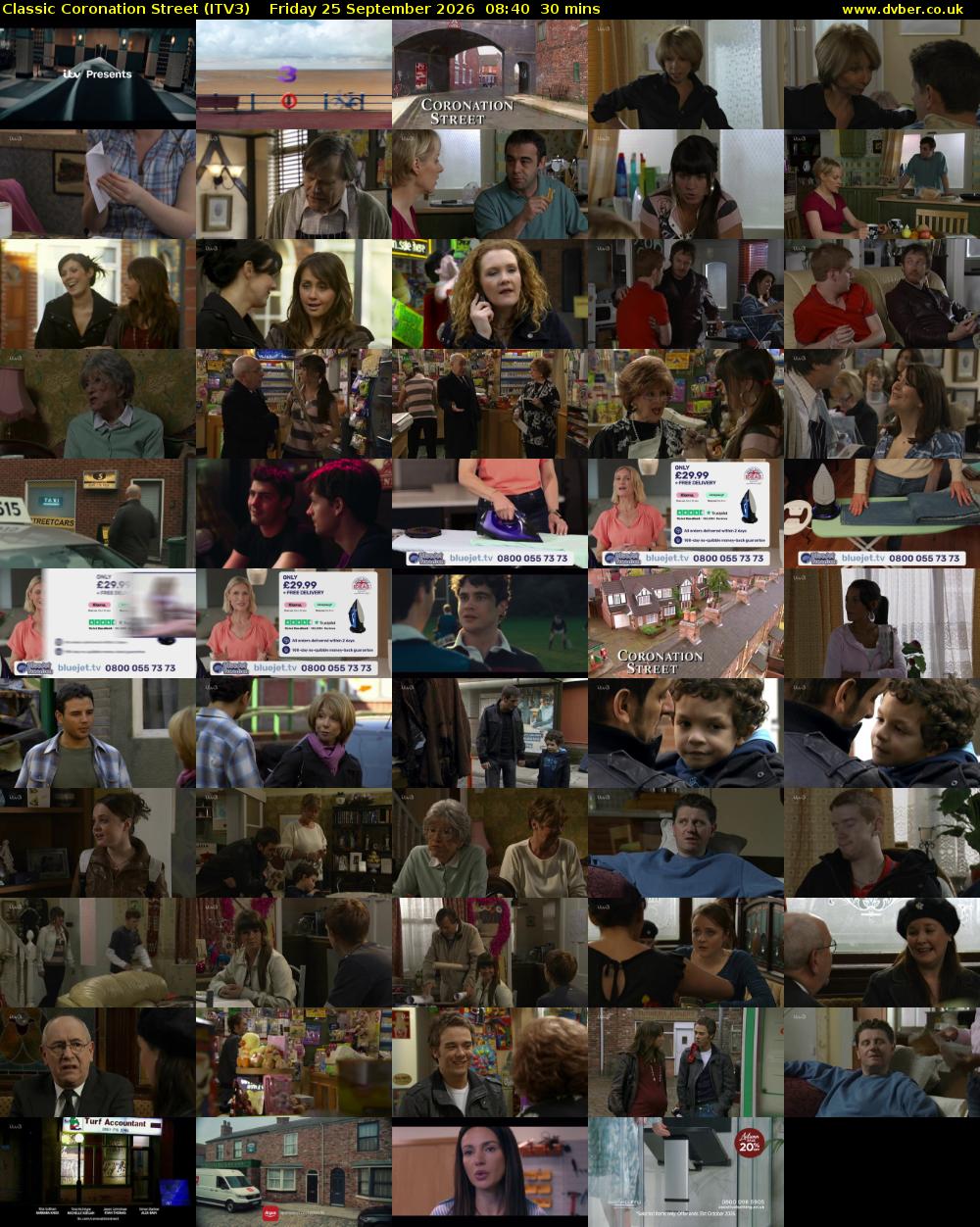 Classic Coronation Street (ITV3) Friday 25 September 2026 08:40 - 09:10