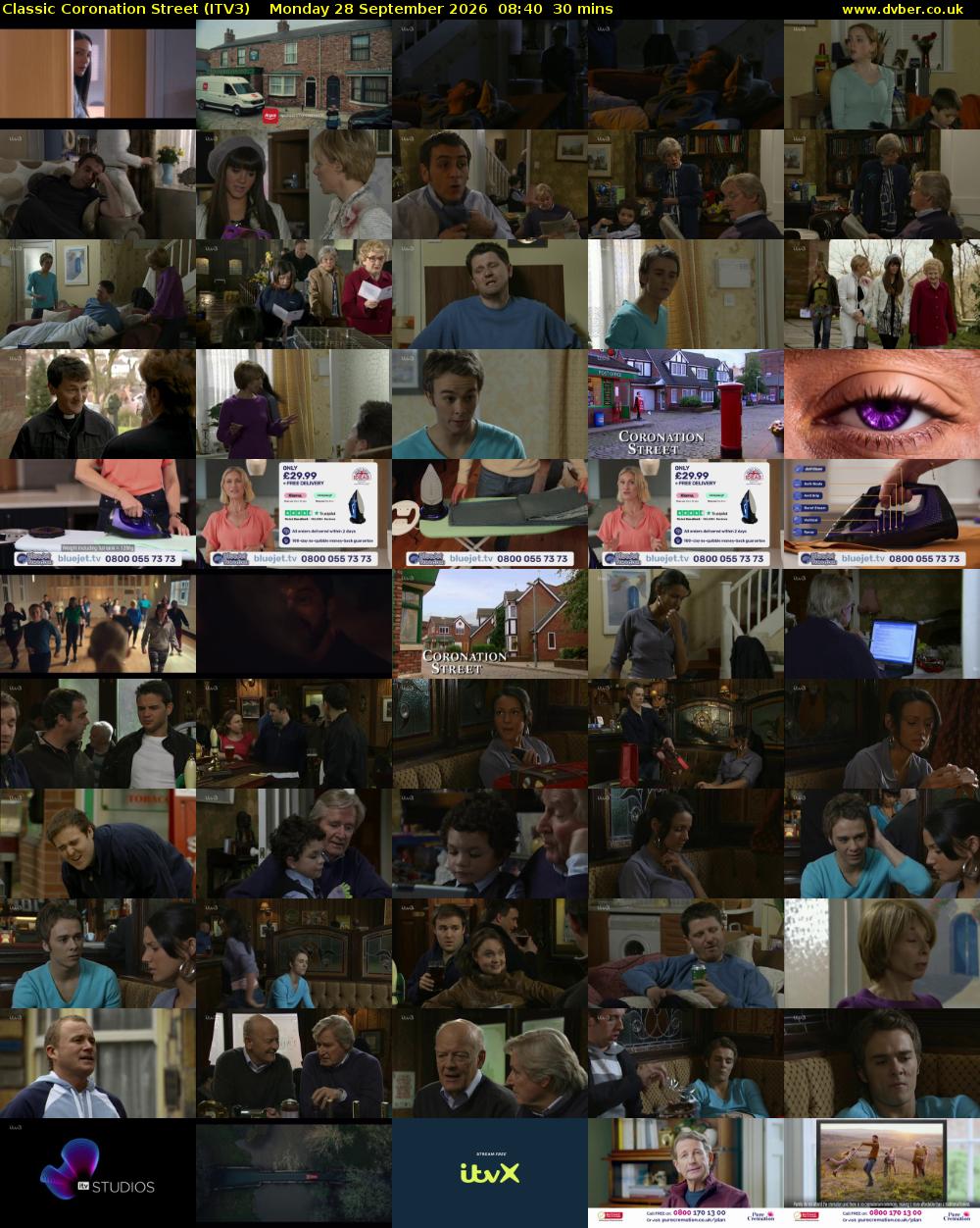 Classic Coronation Street (ITV3) Monday 28 September 2026 08:40 - 09:10
