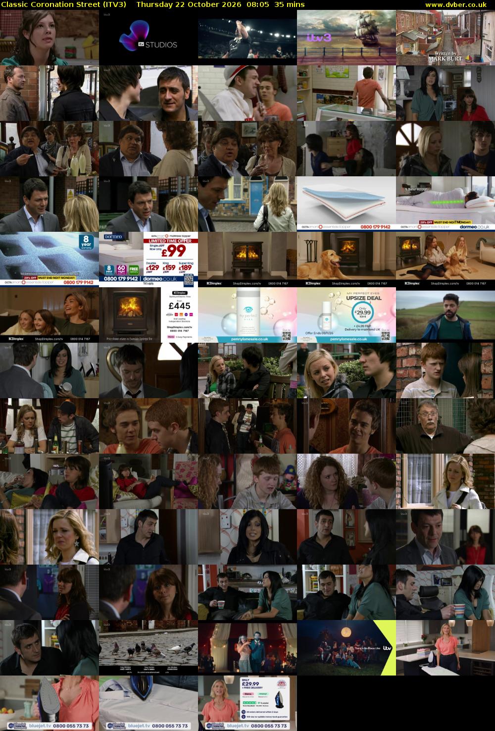 Classic Coronation Street (ITV3) Thursday 22 October 2026 08:05 - 08:40