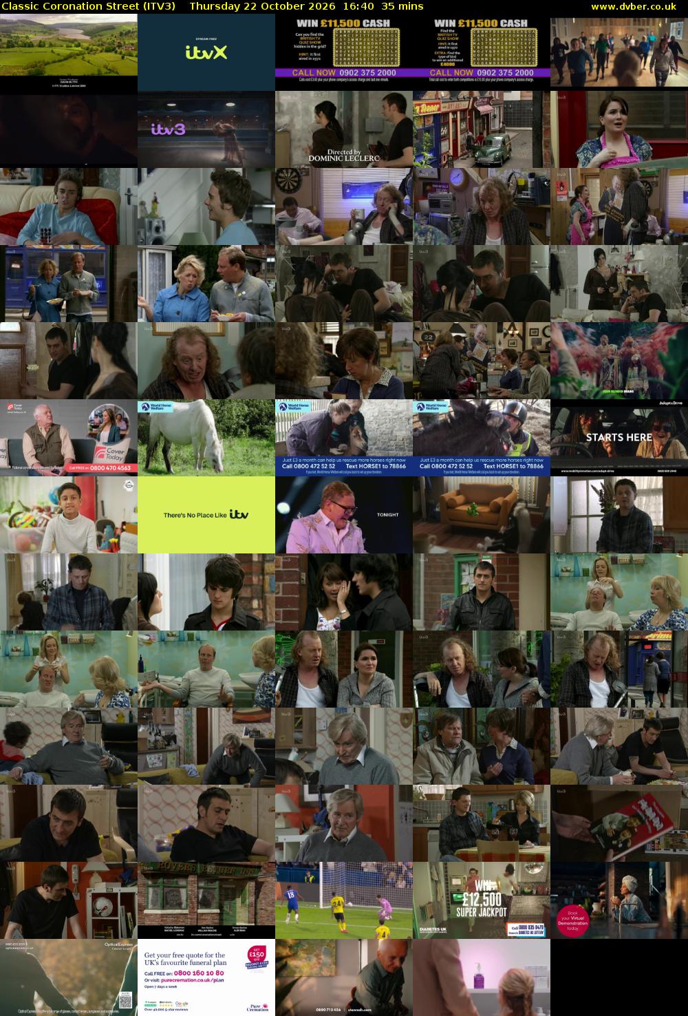 Classic Coronation Street (ITV3) Thursday 22 October 2026 16:40 - 17:15