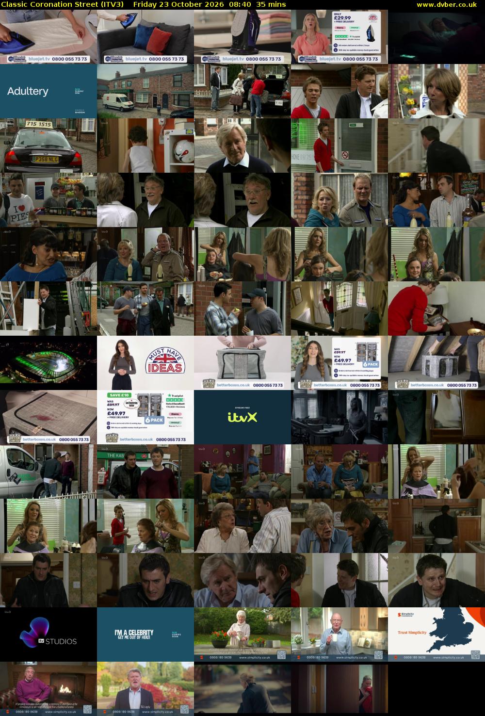 Classic Coronation Street (ITV3) Friday 23 October 2026 08:40 - 09:15