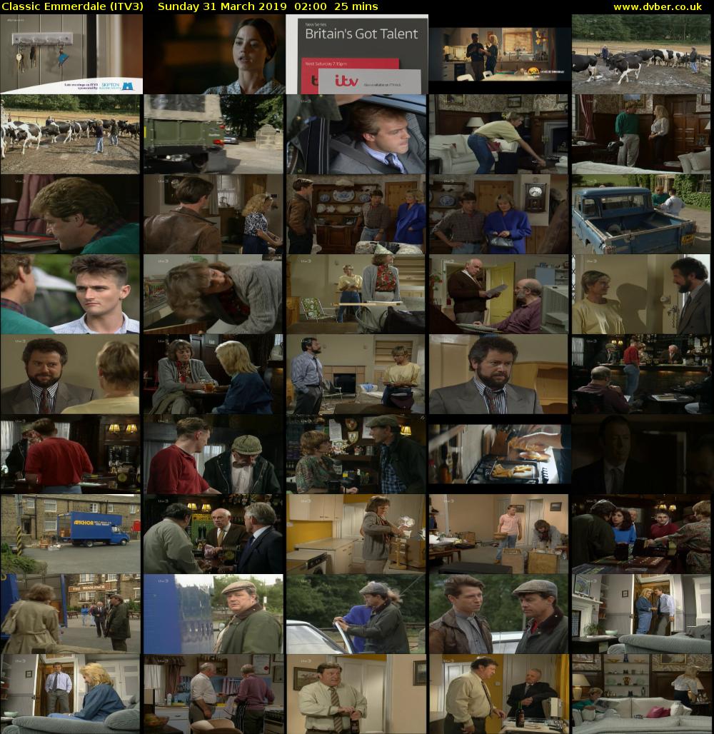 Classic Emmerdale (ITV3) Sunday 31 March 2019 02:00 - 02:25