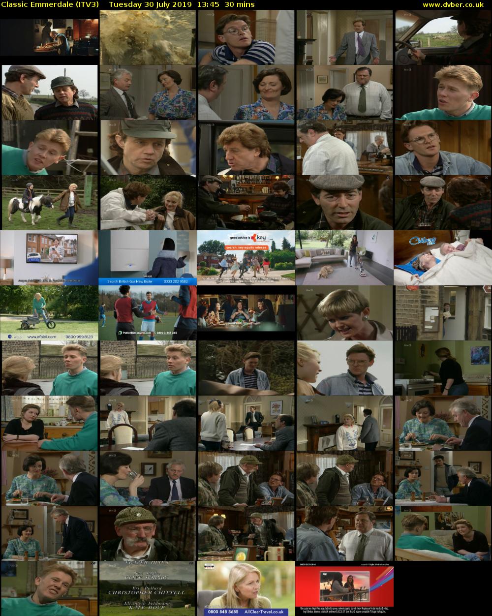 Classic Emmerdale (ITV3) Tuesday 30 July 2019 13:45 - 14:15