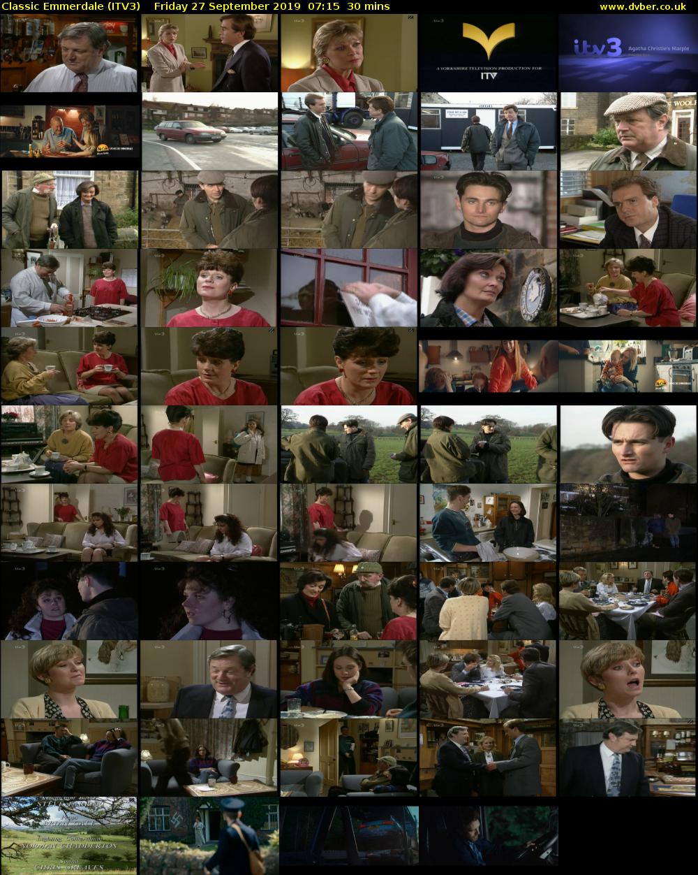 Classic Emmerdale (ITV3) Friday 27 September 2019 07:15 - 07:45