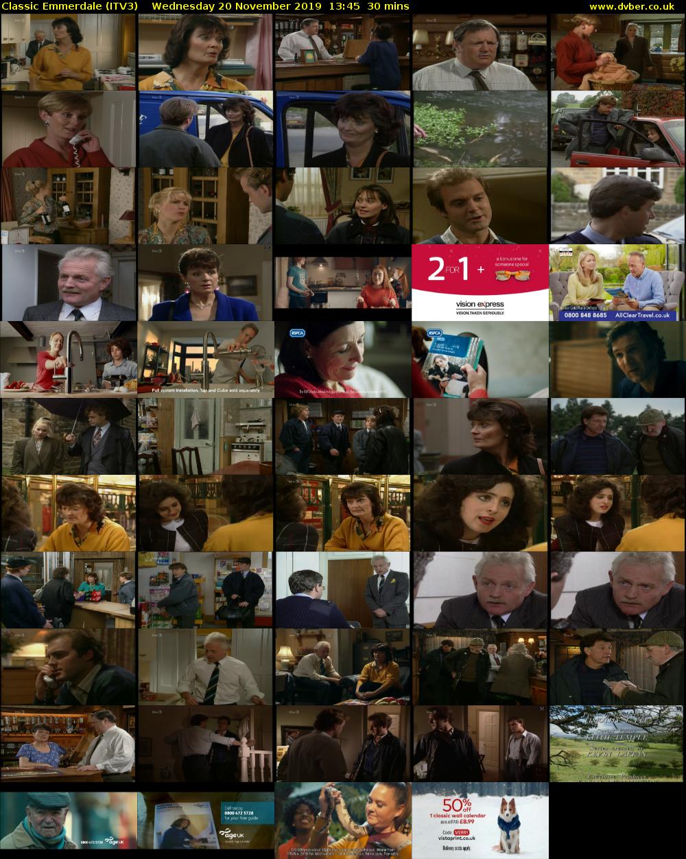 Classic Emmerdale (ITV3) Wednesday 20 November 2019 13:45 - 14:15