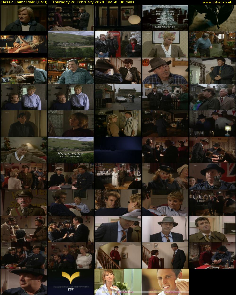 Classic Emmerdale (ITV3) Thursday 20 February 2020 06:50 - 07:20