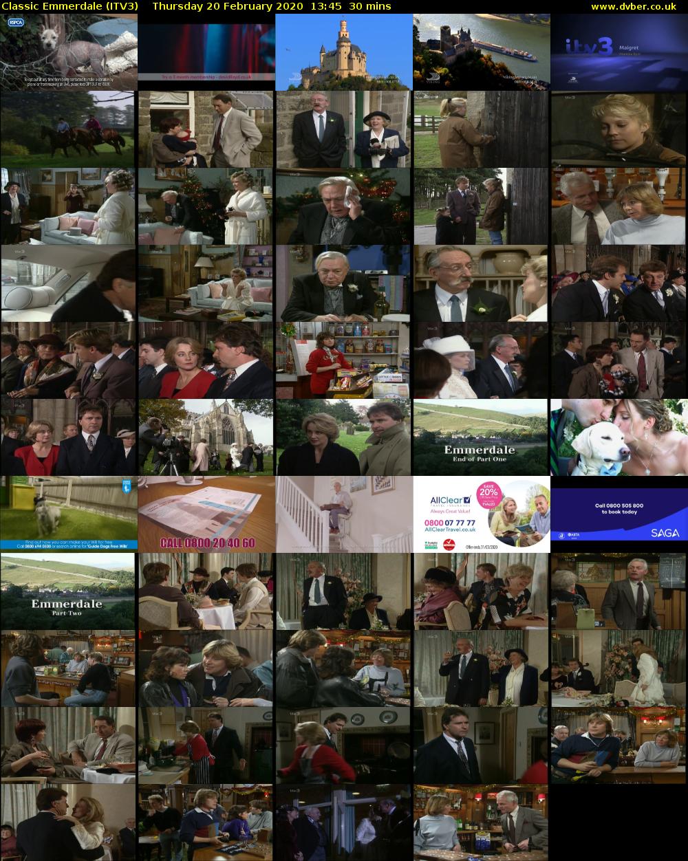 Classic Emmerdale (ITV3) Thursday 20 February 2020 13:45 - 14:15