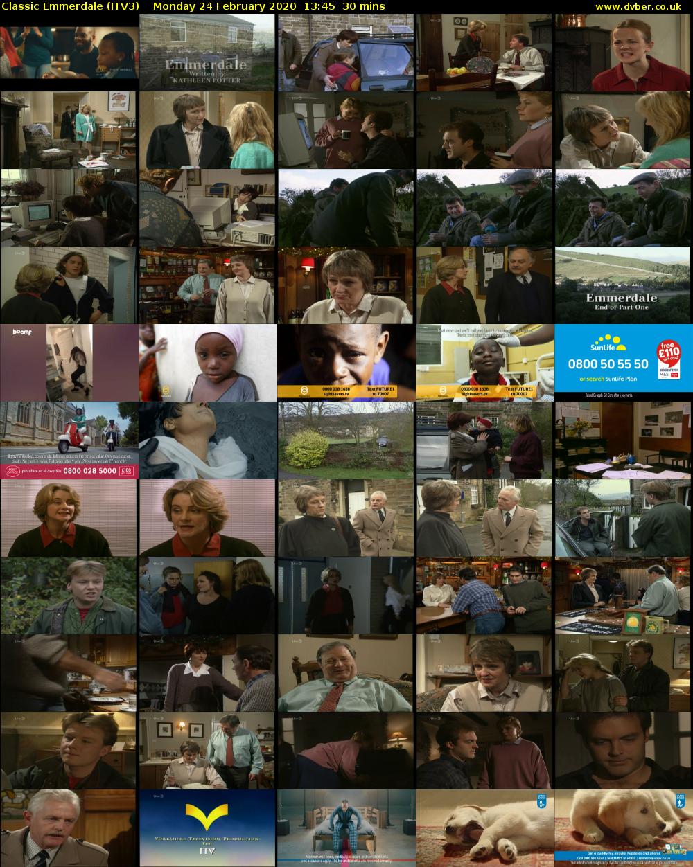 Classic Emmerdale (ITV3) Monday 24 February 2020 13:45 - 14:15