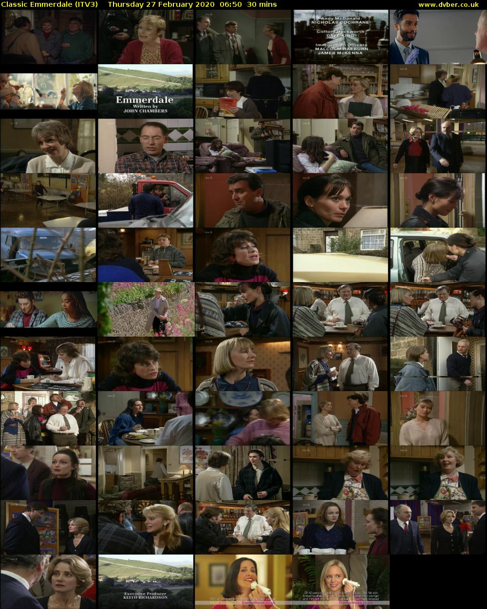 Classic Emmerdale (ITV3) Thursday 27 February 2020 06:50 - 07:20