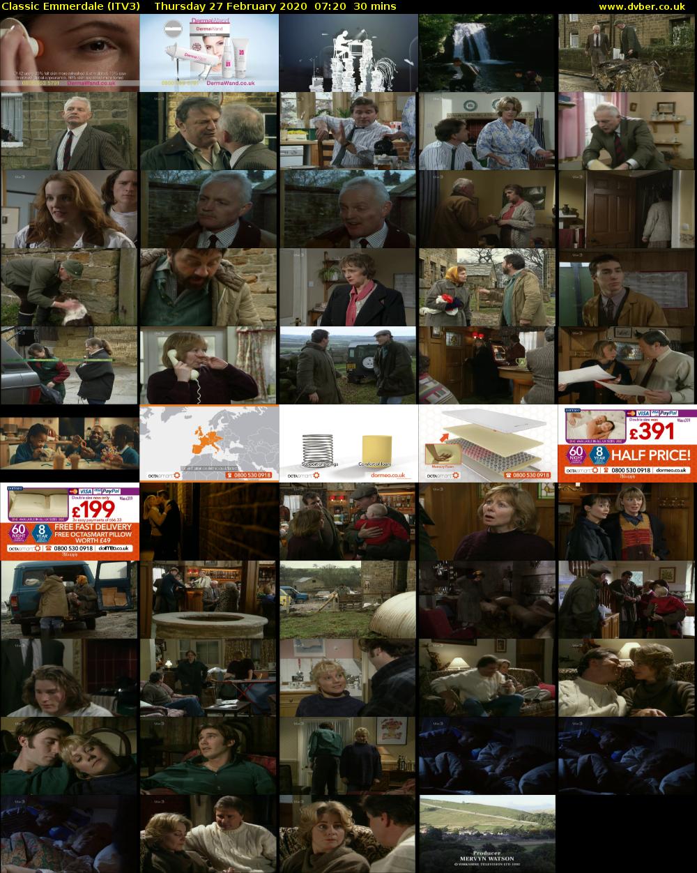 Classic Emmerdale (ITV3) Thursday 27 February 2020 07:20 - 07:50