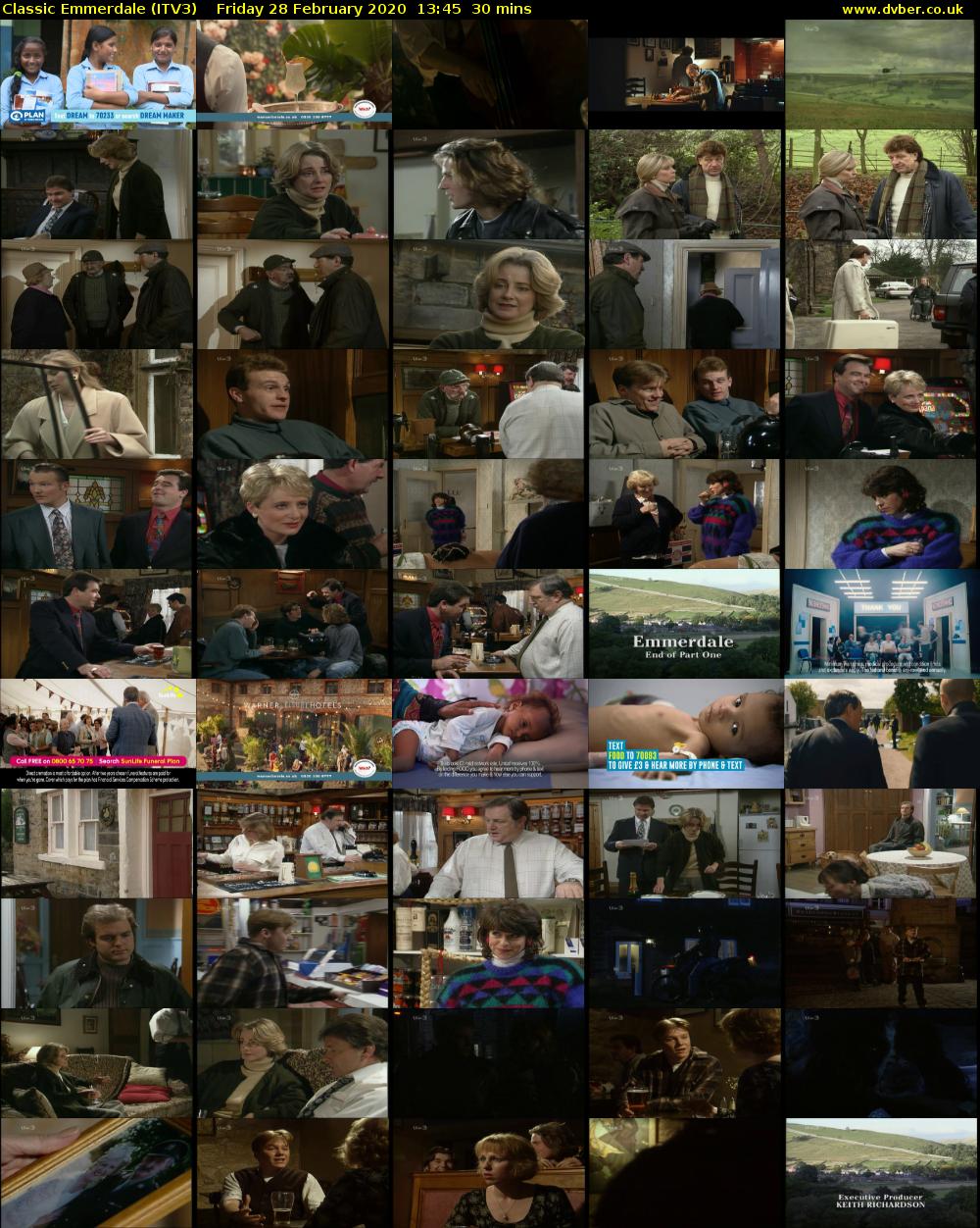 Classic Emmerdale (ITV3) Friday 28 February 2020 13:45 - 14:15