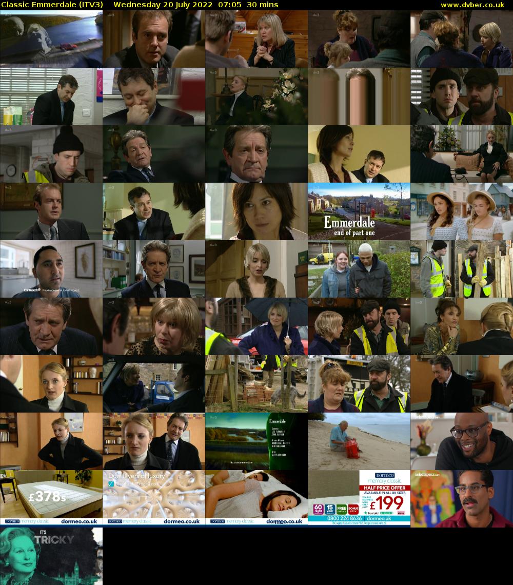 Classic Emmerdale (ITV3) Wednesday 20 July 2022 07:05 - 07:35