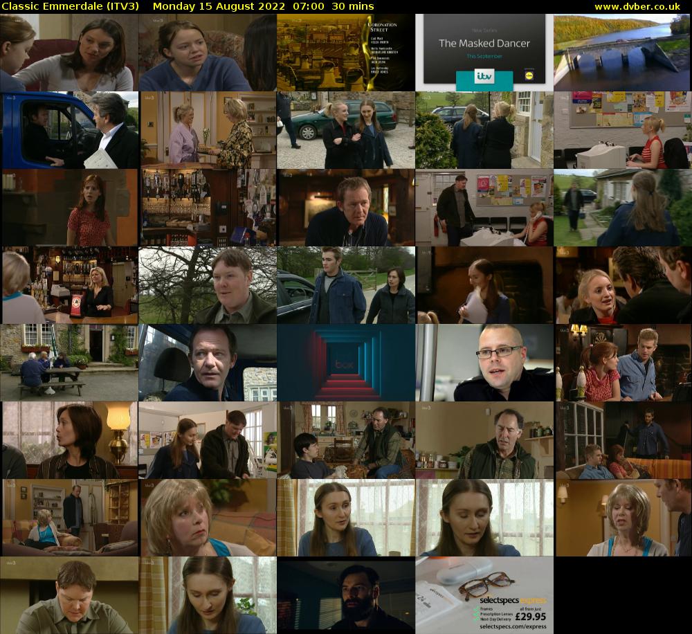 Classic Emmerdale (ITV3) Monday 15 August 2022 07:00 - 07:30