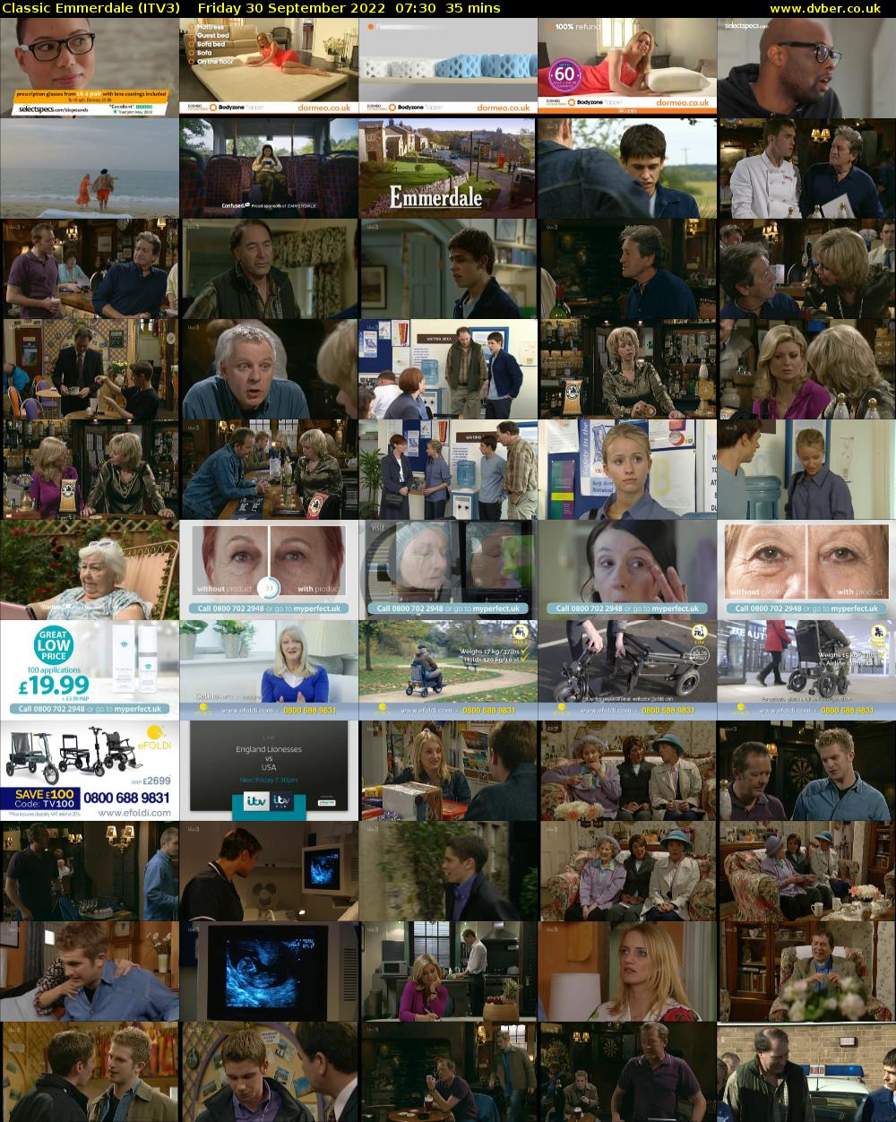 Classic Emmerdale (ITV3) Friday 30 September 2022 07:30 - 08:05