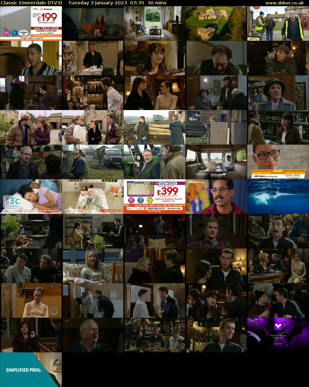 Classic Emmerdale (ITV3) Tuesday 3 January 2023 07:35 - 08:05