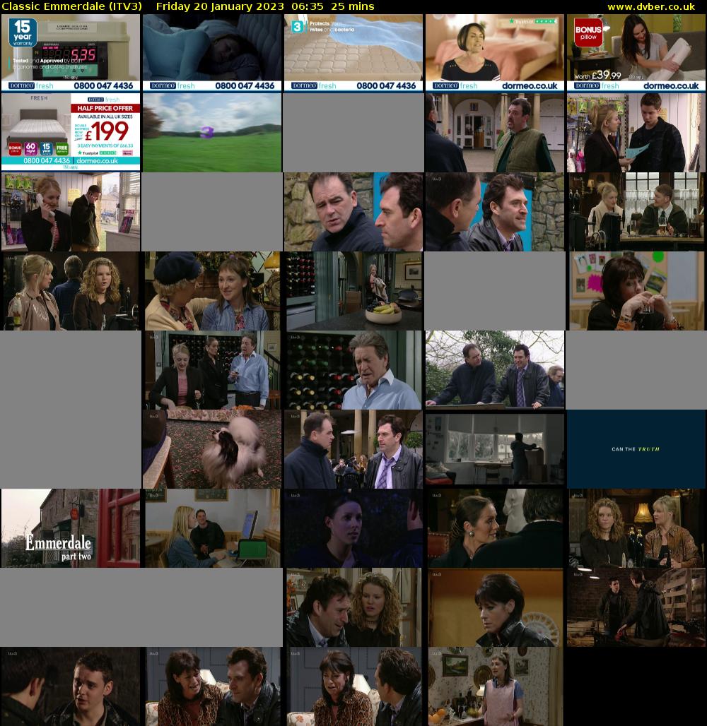 Classic Emmerdale (ITV3) Friday 20 January 2023 06:35 - 07:00