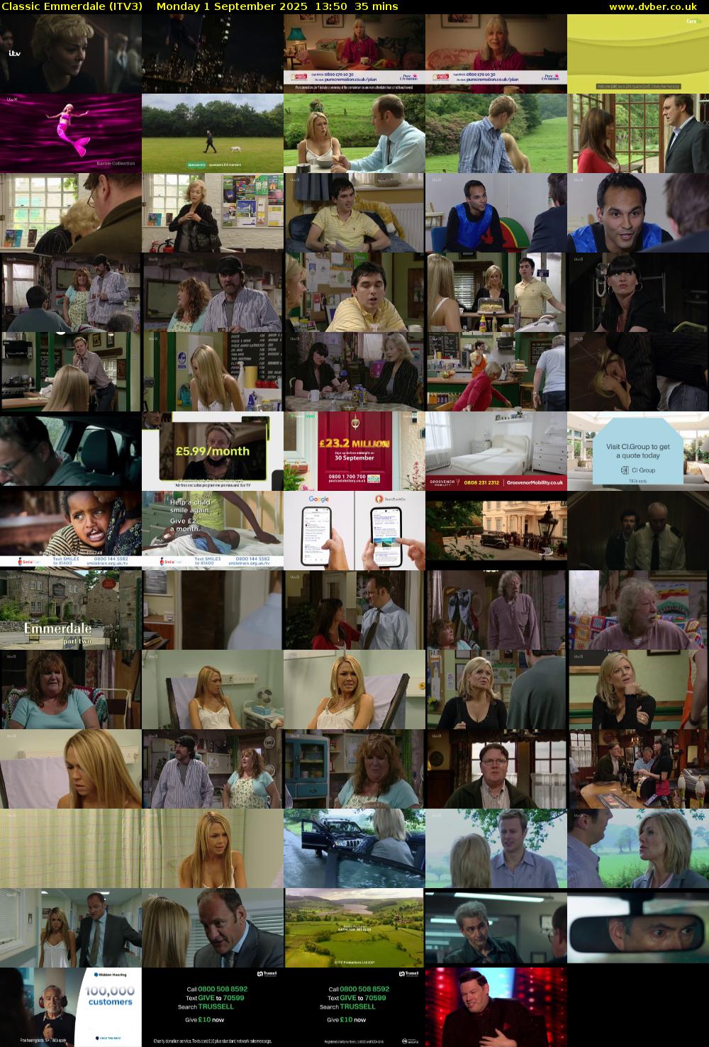 Classic Emmerdale (ITV3) Monday 1 September 2025 13:50 - 14:25
