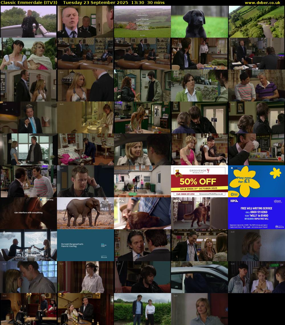 Classic Emmerdale (ITV3) Tuesday 23 September 2025 13:30 - 14:00