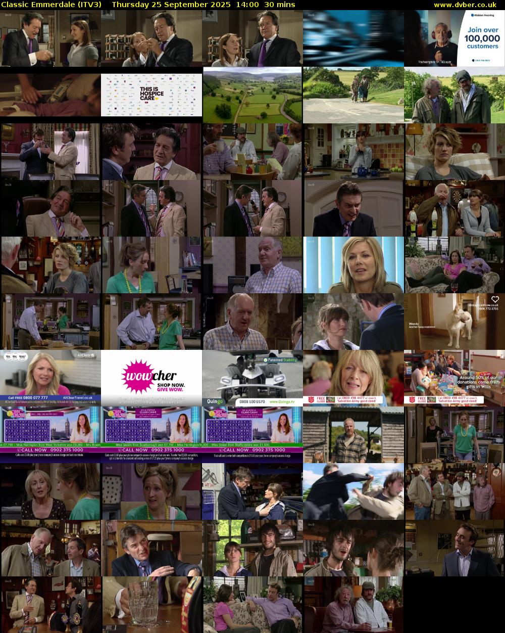 Classic Emmerdale (ITV3) Thursday 25 September 2025 14:00 - 14:30
