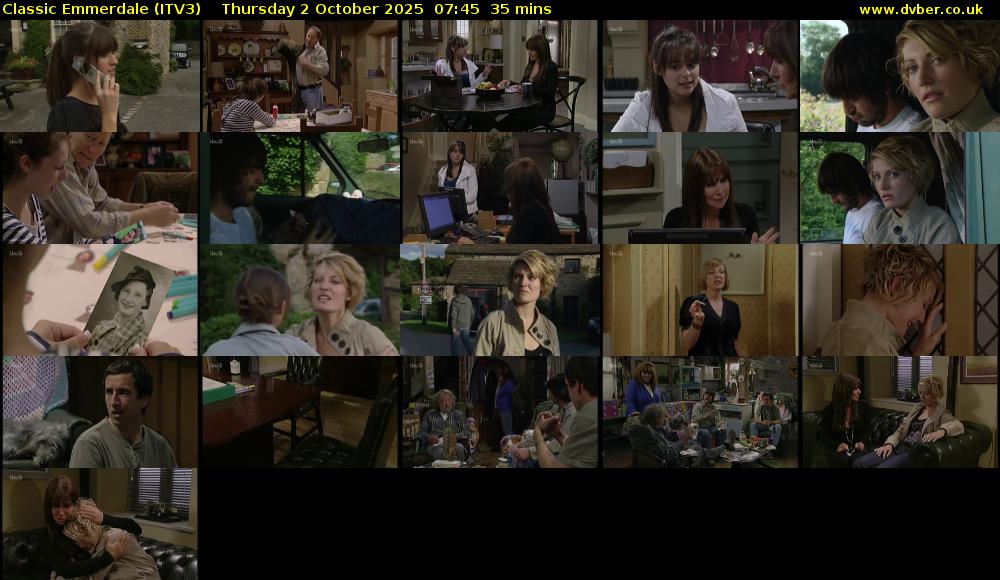 Classic Emmerdale (ITV3) Thursday 2 October 2025 07:45 - 08:20