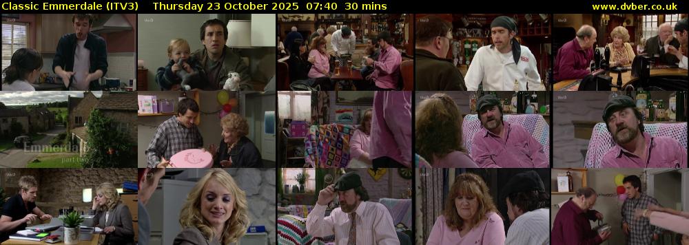 Classic Emmerdale (ITV3) Thursday 23 October 2025 07:40 - 08:10