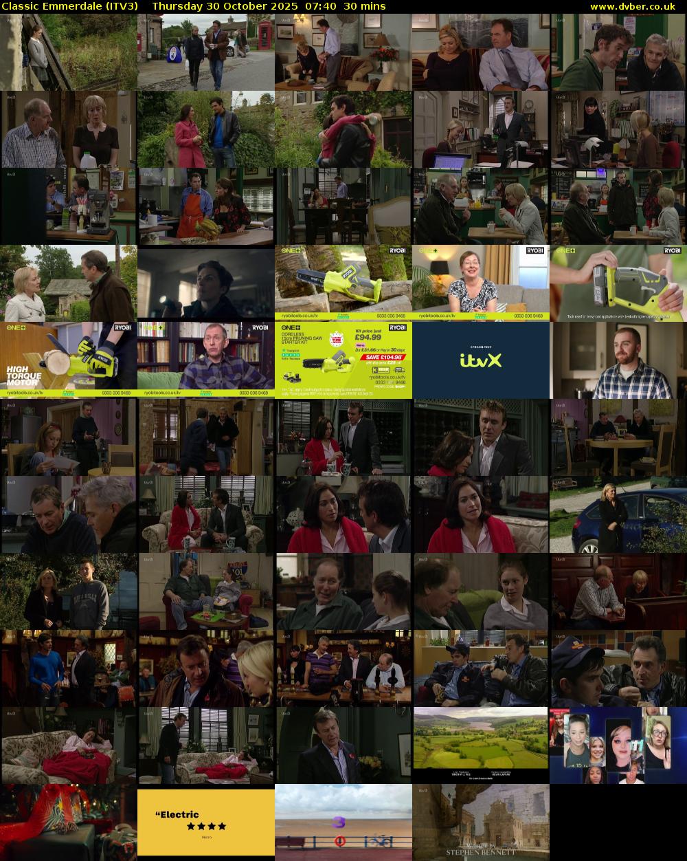 Classic Emmerdale (ITV3) Thursday 30 October 2025 07:40 - 08:10