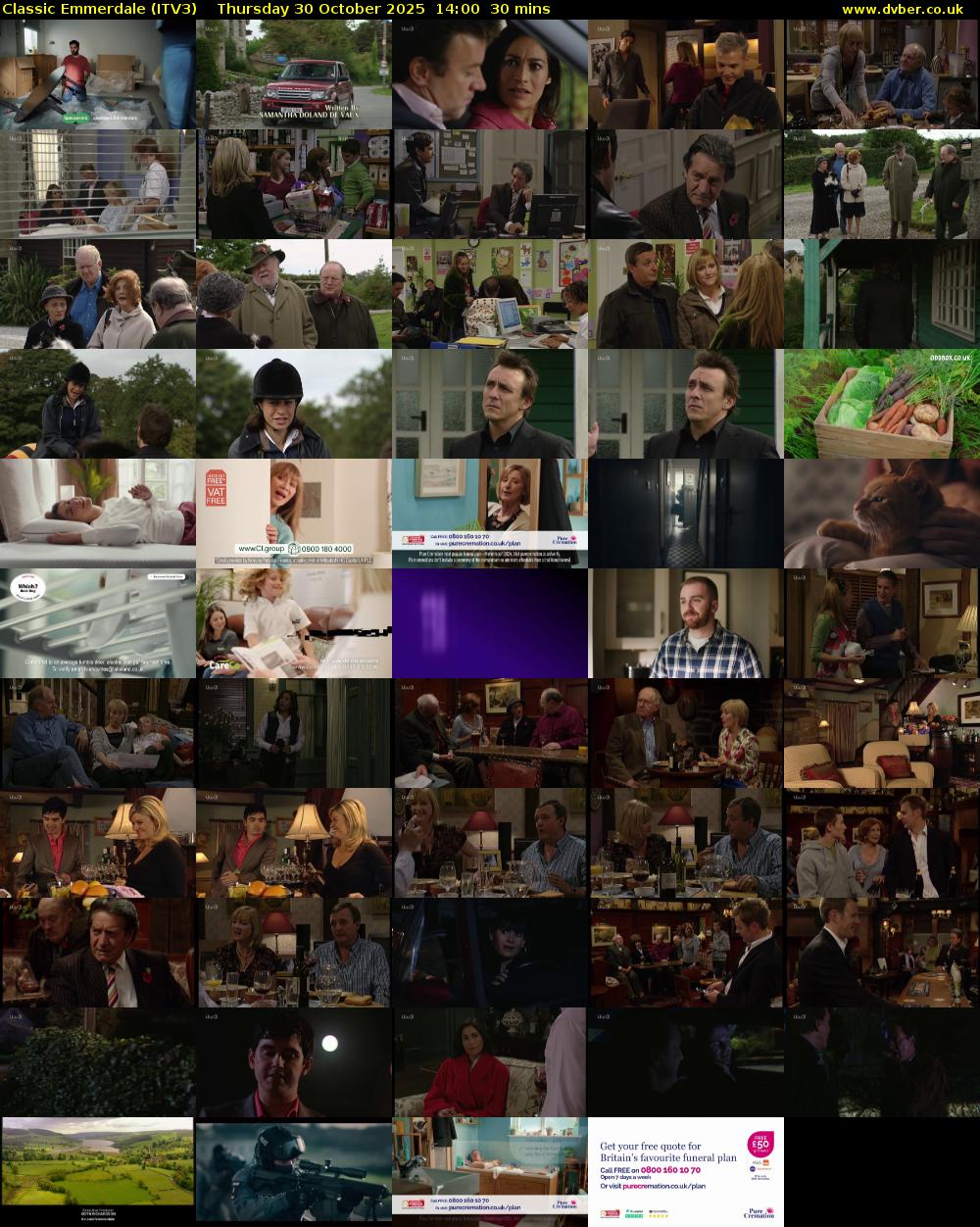 Classic Emmerdale (ITV3) Thursday 30 October 2025 14:00 - 14:30