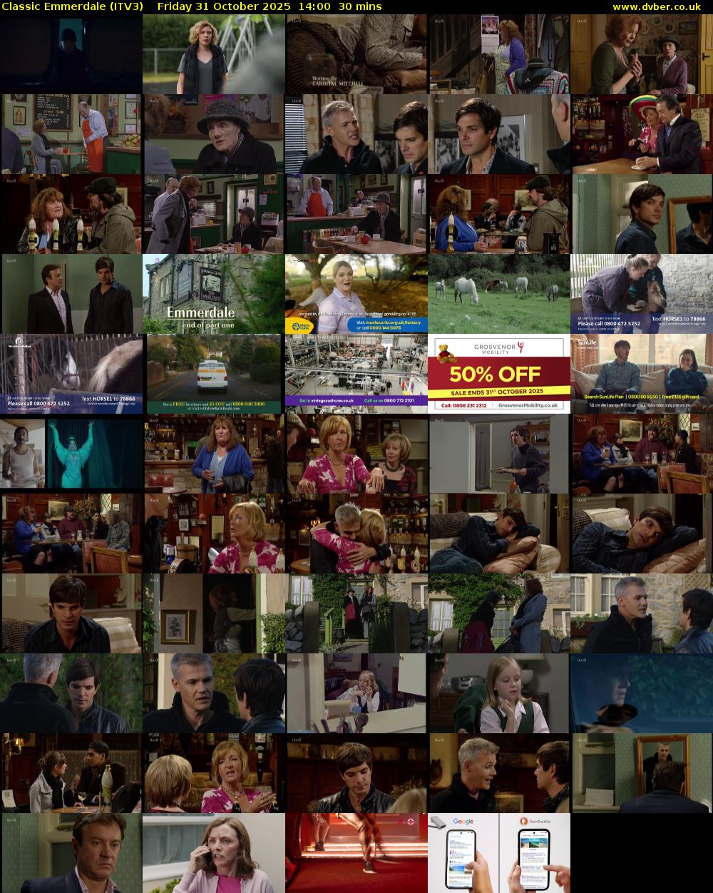 Classic Emmerdale (ITV3) Friday 31 October 2025 14:00 - 14:30