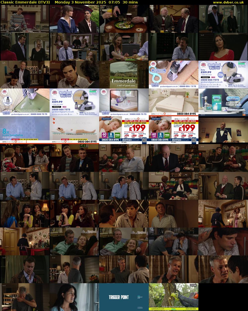 Classic Emmerdale (ITV3) Monday 3 November 2025 07:05 - 07:35