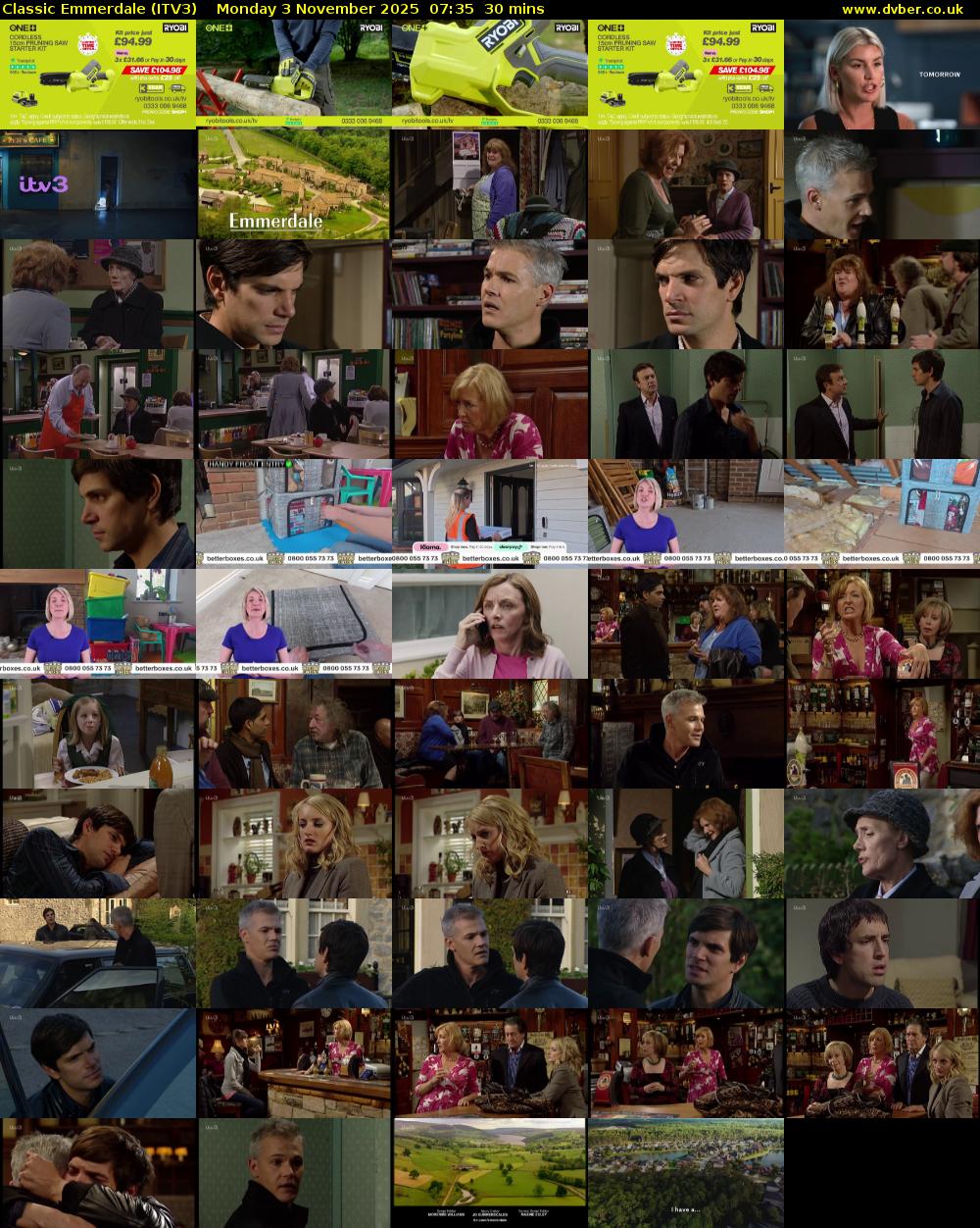 Classic Emmerdale (ITV3) Monday 3 November 2025 07:35 - 08:05