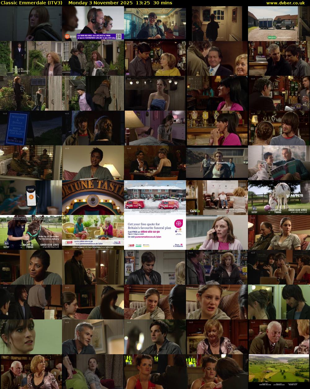 Classic Emmerdale (ITV3) Monday 3 November 2025 13:25 - 13:55