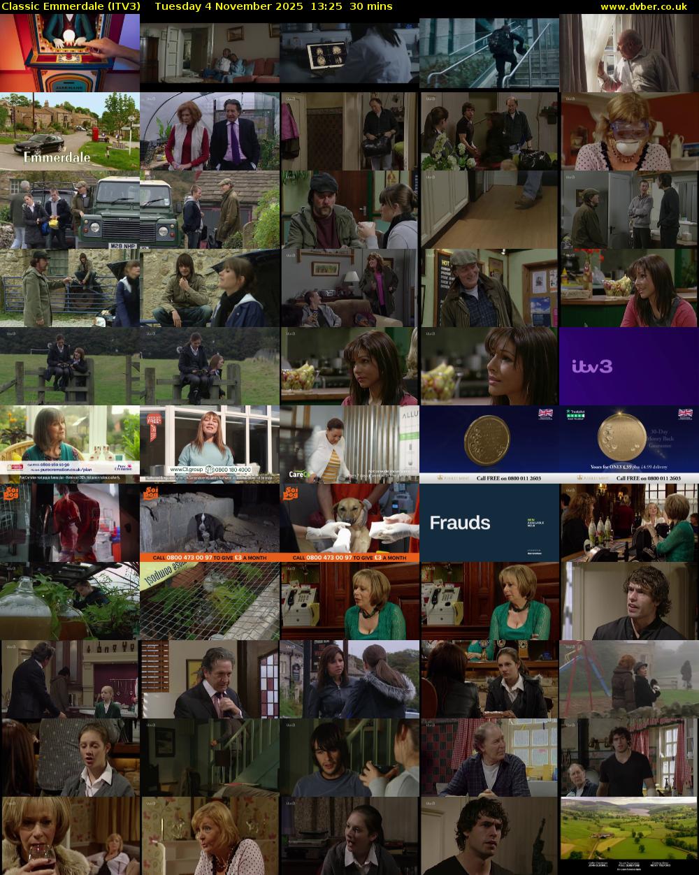 Classic Emmerdale (ITV3) Tuesday 4 November 2025 13:25 - 13:55
