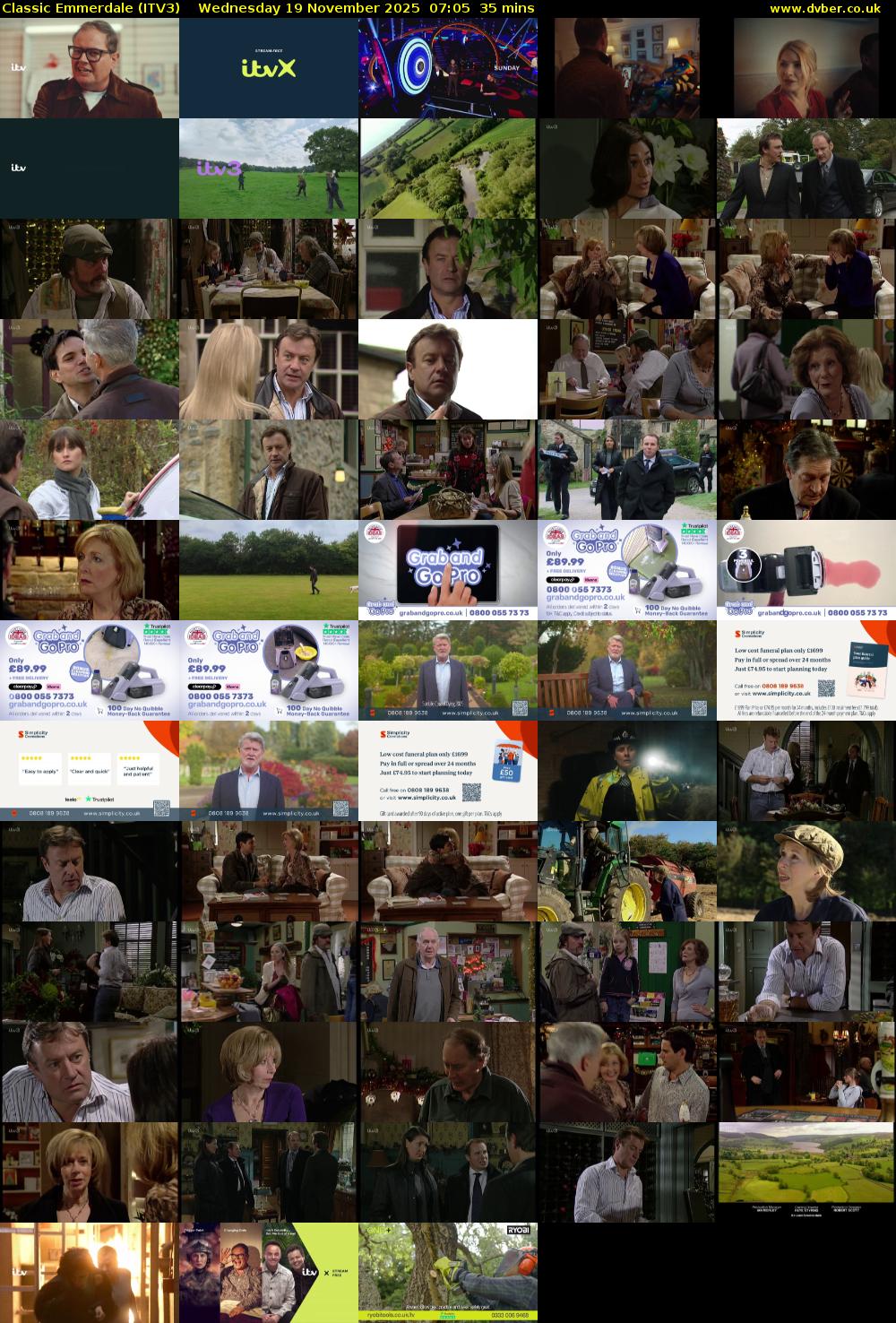 Classic Emmerdale (ITV3) Wednesday 19 November 2025 07:05 - 07:40