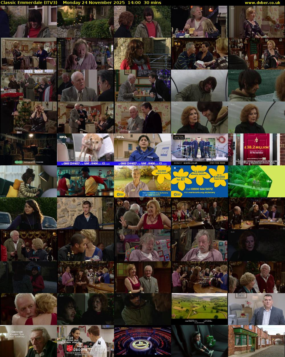 Classic Emmerdale (ITV3) Monday 24 November 2025 14:00 - 14:30