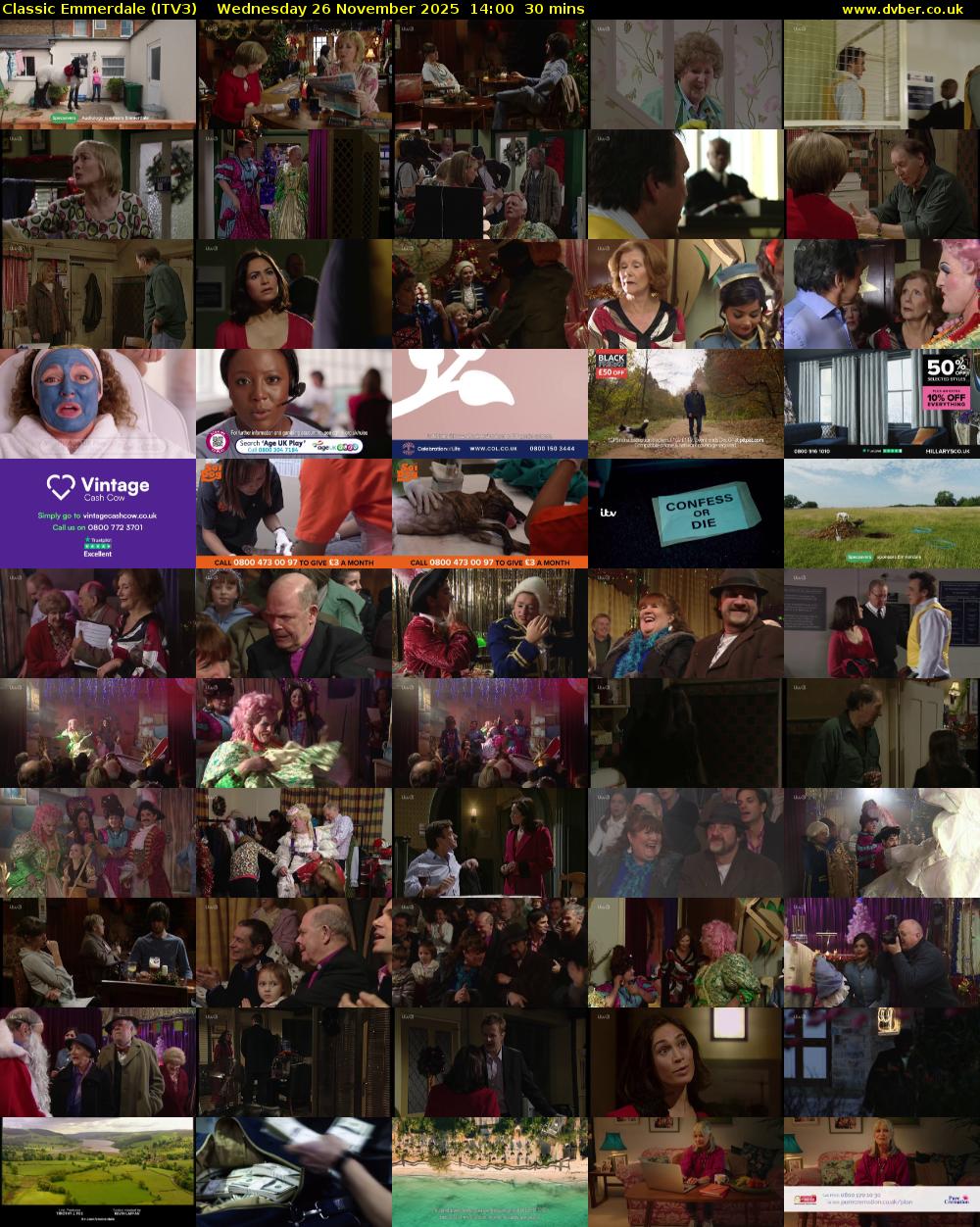 Classic Emmerdale (ITV3) Wednesday 26 November 2025 14:00 - 14:30