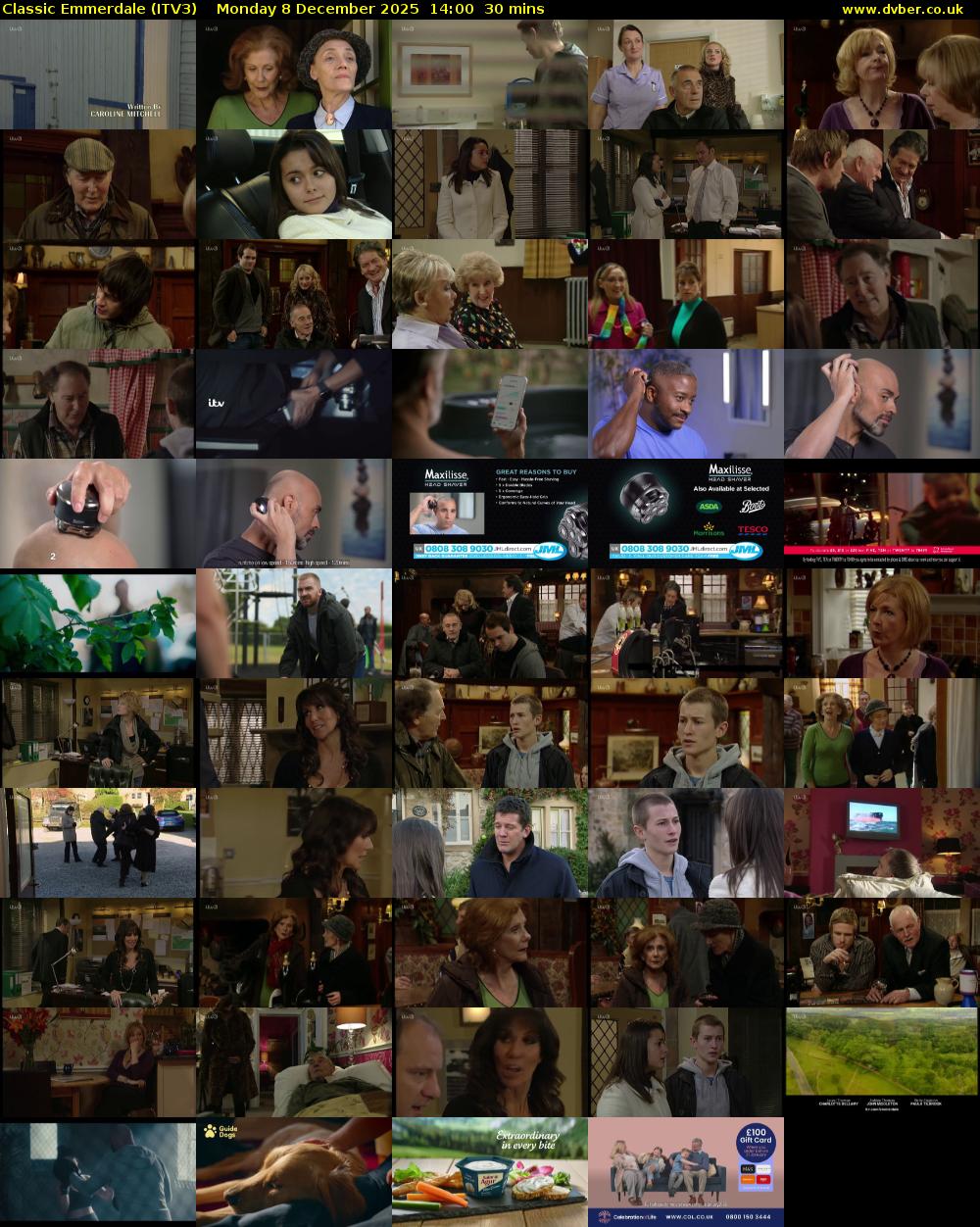 Classic Emmerdale (ITV3) Monday 8 December 2025 14:00 - 14:30