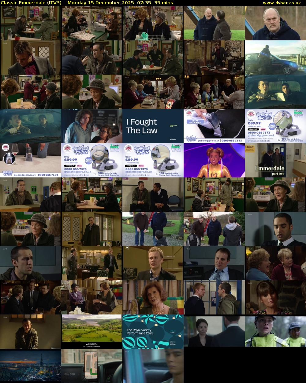 Classic Emmerdale (ITV3) Monday 15 December 2025 07:35 - 08:10