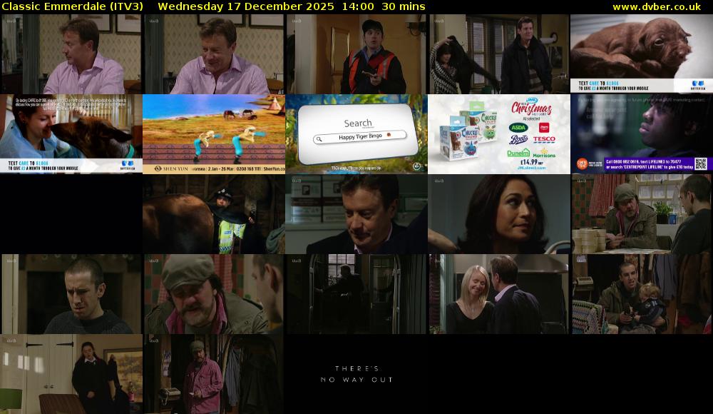 Classic Emmerdale (ITV3) Wednesday 17 December 2025 14:00 - 14:30