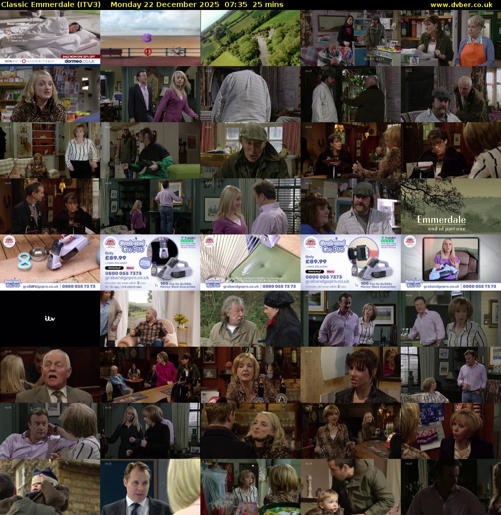 Classic Emmerdale (ITV3) Monday 22 December 2025 07:35 - 08:00