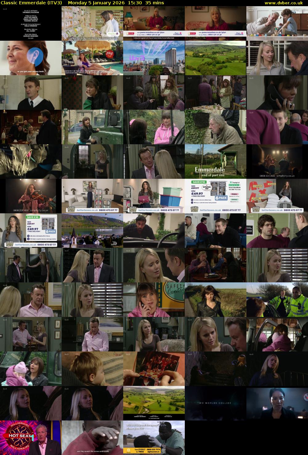 Classic Emmerdale (ITV3) Monday 5 January 2026 15:30 - 16:05